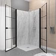 AURLANE - Portes de Douche en Angle 90x90x190 cm - Motifs carrés - Profilés Noir Mat - BLACK CUBE - vignette