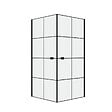 AURLANE - Portes de Douche en Angle 90x90x190 cm - Motifs carrés - Profilés Noir Mat - BLACK CUBE - vignette