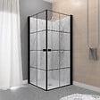 AURLANE - Portes de Douche en Angle 90x90x190 cm - Motifs carrés - Profilés Noir Mat - BLACK CUBE - vignette