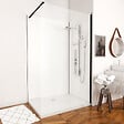 AURLANE - Pack Panneaux Muraux Aluminium Blanc 120+90 - Profilés Noir Mat + Receveur Acrylique 120x90 - vignette