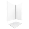 AURLANE - Pack Panneaux Muraux Aluminium Blanc 120+90 - Profilés Noir Mat + Receveur Acrylique 120x90 - vignette