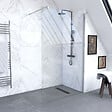 AURLANE - Paroi de Douche 140x200cm Verre Transparent - Barre de Fixation Extensible et Profil Chrome - vignette