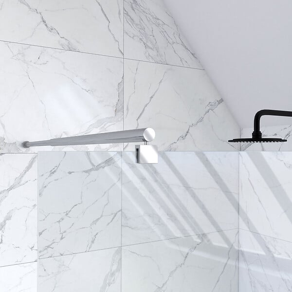 AURLANE - Paroi de Douche 140x200cm Verre Transparent - Barre de Fixation Extensible et Profil Chrome - large