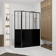 AURLANE - Paroi de Douche Façon Verrière avec Volet Pivotant - 120+40x200 cm - Verre Transparent et Noir - vignette