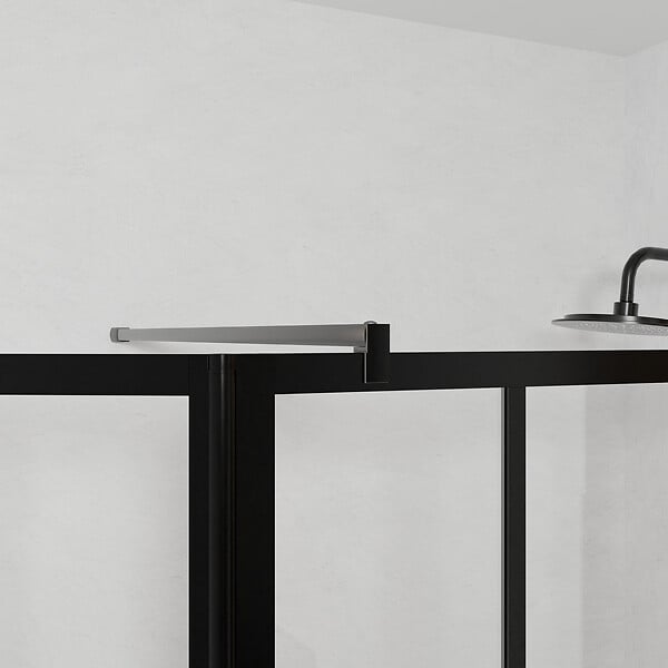 AURLANE - Paroi de Douche Façon Verrière avec Volet Pivotant - 120+40x200 cm - Verre Transparent et Noir - large