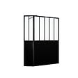 AURLANE - Paroi de Douche Façon Verrière avec Volet Pivotant - 120+40x200 cm - Verre Transparent et Noir - vignette