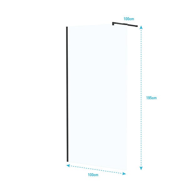 AURLANE - Paroi de Douche 100x195 cm en Verre Trempé 5 mm - Finition Noire - DARK ELEMENTARY - large