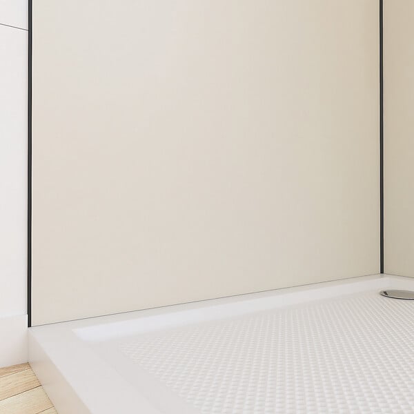 AURLANE - LOT de 2 Panneaux Muraux Aluminium IVOIRE 90+90x210 cm avec Profilés NOIR MAT - WALL'IT - large