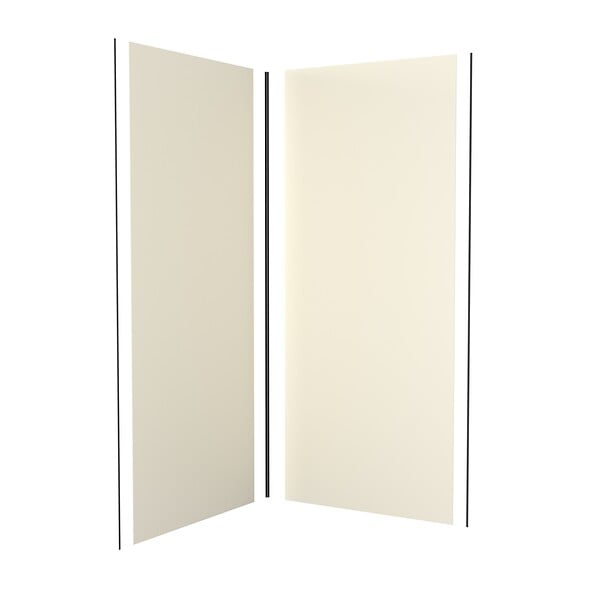 AURLANE - LOT de 2 Panneaux Muraux Aluminium IVOIRE 90+90x210 cm avec Profilés NOIR MAT - WALL'IT - large