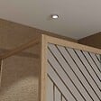 AURLANE - Porte de Douche Coulissante avec Retour 120x80x200cm Style Japandi Géométrique - Cadre Effet Bois - vignette