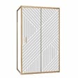 AURLANE - Porte de Douche Coulissante avec Retour 120x80x200cm Style Japandi Géométrique - Cadre Effet Bois - vignette