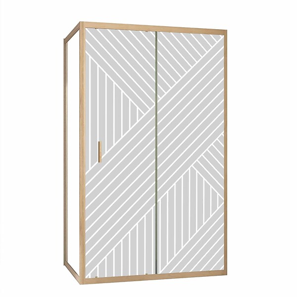 AURLANE - Porte de Douche Coulissante avec Retour 120x90x200cm Style Japandi Géométrique - Cadre Effet Bois - large