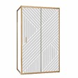 AURLANE - Porte de Douche Coulissante avec Retour 120x90x200cm Style Japandi Géométrique - Cadre Effet Bois - vignette