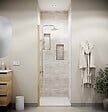 AURLANE - Porte de Douche Pivotante 70x195cm - Verre Trempe 8mm Anticalcaire - Alu Or Brosse - GOLD ELEMENTARY - vignette