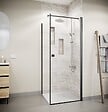 AURLANE - Porte de Douche Pivotante 70x180cm et Retour 90cm - Profil Noir - Verre 5mm - DARK ELEMENTARY - vignette