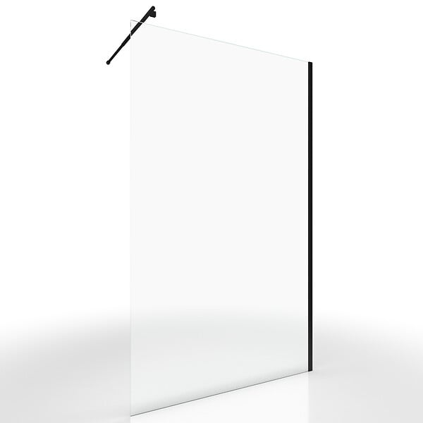 AURLANE - Paroi de Douche 140x200cm Verre Transparent - Barre de Fixation Extensible et Profil Noir - large