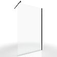 AURLANE - Paroi de Douche 140x200cm Verre Transparent - Barre de Fixation Extensible et Profil Noir - vignette