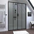 AURLANE - Porte de douche Double Coulissant 140x200 cm - Verre transparent - Profilé Noir - CRUSH - vignette