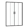 AURLANE - Porte de douche Double Coulissant 140x200 cm - Verre transparent - Profilé Noir - CRUSH - vignette