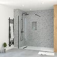 AURLANE - Paroi de Douche 140x195 cm en Verre Trempé 5 mm - Finition Noire - DARK ELEMENTARY - vignette