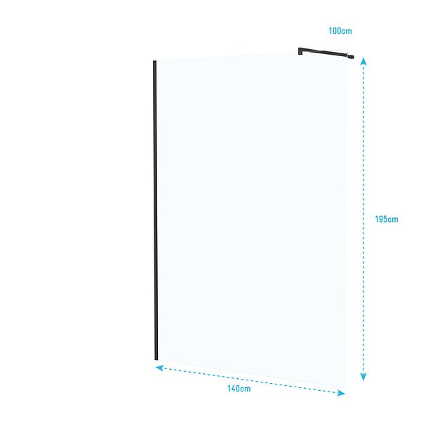 AURLANE - Paroi de Douche 140x195 cm en Verre Trempé 5 mm - Finition Noire - DARK ELEMENTARY - large