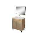 AURLANE - Meuble de salle de bains 70cm TIMBER Décor Chêne Naturel à Portes Vasque Blanche et Miroir 70x50 - vignette