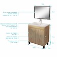 AURLANE - Meuble de salle de bains 70cm TIMBER Décor Chêne Naturel à Portes Vasque Blanche et Miroir 70x50 - vignette