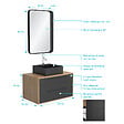 AURLANE - Meuble Salle de Bains 80 cm, Vasque Carrée et Miroir - Chêne naturel et Noir Mat - UBY - vignette