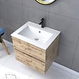 AURLANE - Pack Meuble SDB 60cm suspendu 2 tiroirs Chene_Vasque blanche + Miroir Barber - TIMBER 60_Pack32 - vignette