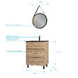 AURLANE - Pack Meuble SDB 60cm sur pieds 3 tiroirs Chene_Vasque noire + Miroir Barber - TIMBER 60 - Pack40 - vignette
