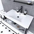 AURLANE - Meuble de salle de bain 80x50cm NOIR MAT - 2 tiroirs blanc - vasque blanche - STRUCTURA F034 - vignette
