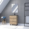 AURLANE - Meuble salle de bain 60x80 - Finition chene naturel + vasque noire + miroir Led - TIMBER 60 - Pack39 - vignette