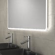 AURLANE - Meuble salle de bains 120cm Chêne et noir, Vasques rectangulaires et Miroir Led 120x70 - OMEGA - vignette