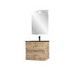 AURLANE - Meuble salle de bain 60x54 - Finition chene naturel + vasque noire + miroir Led - TIMBER 60 - Pack29 - vignette