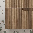 AURLANE - Meuble de Salle de Bains LEON 80cm Décor Bois - 2 Tiroirs en MDF Ondulés - Vasque à encastrer - vignette