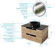 AURLANE - Meuble salle de bains 80cm Decor Bois et Noir, 2 Tiroirs, Vasque Noire 36cm et Miroir Led 50cm - vignette
