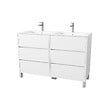 AURLANE - Pack Meuble Salle de Bains 120 cm Laqué Blanc, 6 tiroirs avec Vasque Céramique - XENOS - vignette