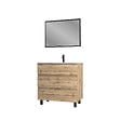 AURLANE - Meuble salle de bain 80x80 - Finition chene naturel + vasque blanche + miroir - TIMBER 80 - Pack25 - vignette