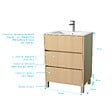 AURLANE - Pack Meuble Salle de Bains 60 cm Chêne Clair, 3 tiroirs avec Vasque Céramique - XENOS - vignette