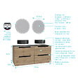 AURLANE - Meuble salle de bains 120cm Chene et noir, Vasques rondes Diam 36cm et Miroirs Black Led Diam 50cm - vignette