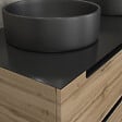 AURLANE - Meuble salle de bains 120cm Chene et noir, Vasques rondes Diam 36cm et Miroirs Black Led Diam 50cm - vignette