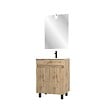 AURLANE - Pack Meuble SDB 60cm sur pieds 2 portes Chene_Vasque blanche + Miroir Led - TIMBER 60_Pack21 - vignette