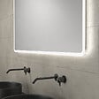 AURLANE - Meuble salle de bains 120cm Chene et noir, Vasques rondes Diam 36cm et Miroir Led 120x70 - OMEGA - vignette