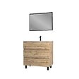 AURLANE - Meuble salle de bain 80x60 - Finition chene naturel + vasque blanche + miroir - TIMBER 80 - Pack 45 - vignette