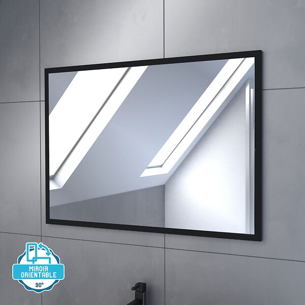 AURLANE - Meuble salle de bain 80x60 - Finition chene naturel + vasque blanche + miroir - TIMBER 80 - Pack 45 - large