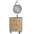 AURLANE - Pack Meuble SDB 60cm sur pieds 2 portes Chene_Vasque noire + Miroir Barber - TIMBER 60_Pack20 - vignette