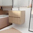 AURLANE - Pack Meuble Salle de Bains 60 cm Chêne Clair, 2 tiroirs avec Vasque Céramique - XENOS - vignette