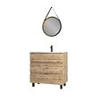 AURLANE - Pack Meuble SDB 80cm sur pieds 3 tiroirs Chene_Vasque blanche + Miroir Barber - TIMBER 80_Pack48 - vignette
