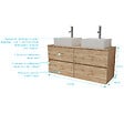 AURLANE - Meuble Salle de Bains 120cm 4 Tiroirs Chêne Naturel - 2 Vasques Carrées 41x41x15cm Blanches - vignette