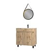 AURLANE - Meuble salle de bain 80x80 -Finition chene naturel + vasque blanche + miroir barber-TIMBER 80-Pack28 - vignette